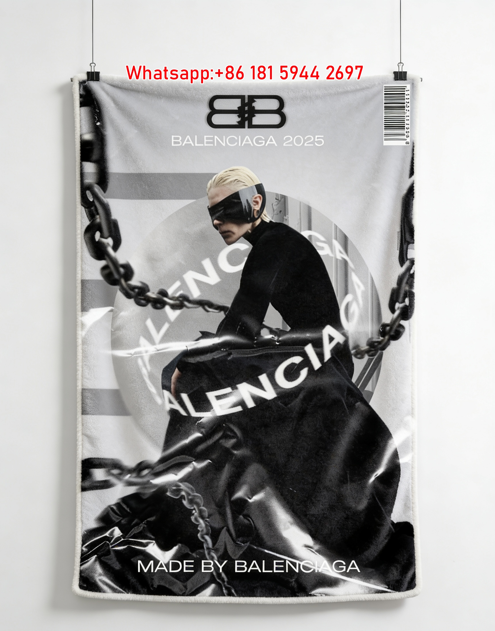 Balenciaga Futuristic Chain Flannel Throw Blanket for Sofa and Wall Decor BA486